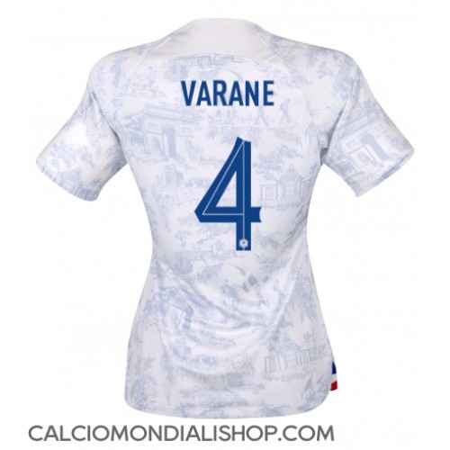 Maglie da calcio Francia Raphael Varane #4 Seconda Maglia Femminile Mondiali 2022 Manica Corta